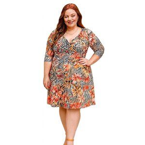 NY Collection Plus Petite Surplice Wear Dress